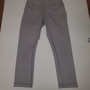 Lululemon Wunder Under Crop Size 4 Heathered Medium Grey W6B97S Yoga Leggings